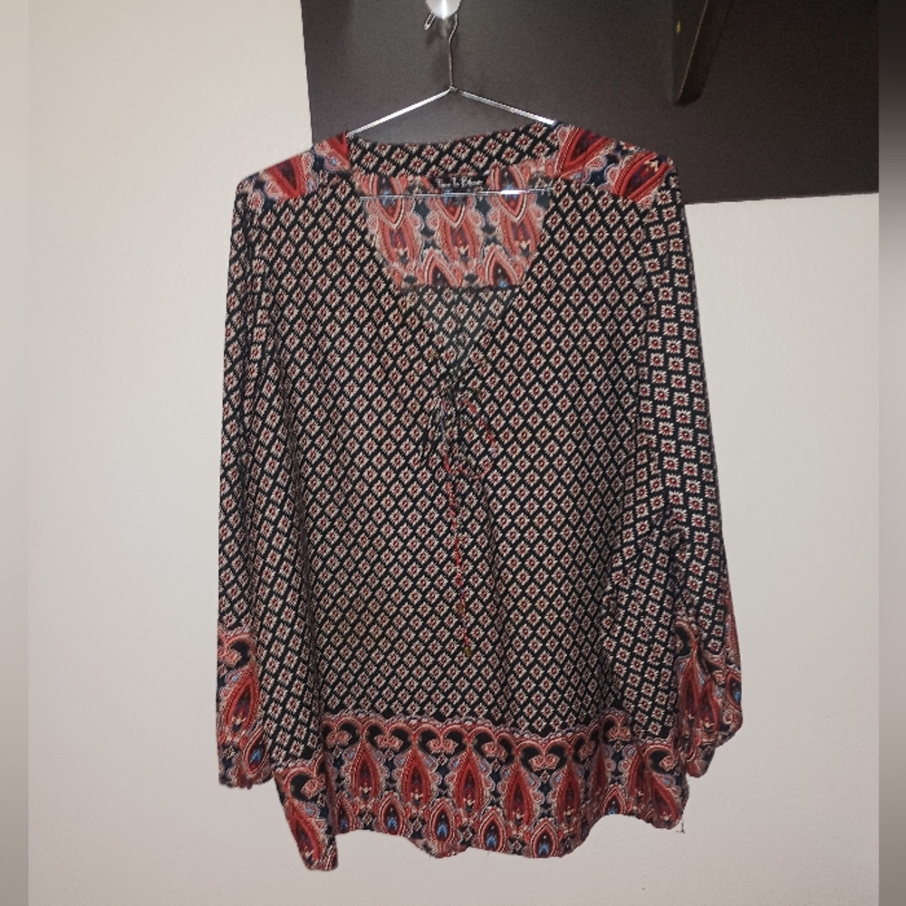 Time To Bloom Size 3X Long Sleeve Blouse